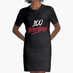 100 thieves merch logo Graphic T-Shirt Dress
