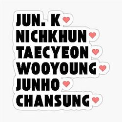 2PM with Member Names Kpop Group Design Sticker