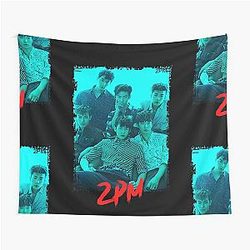 2PM Kpop Group Members Blue Kpop RGB Color Design Tapestry
