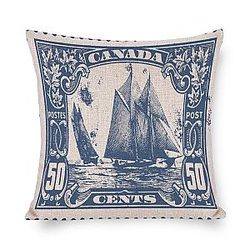 Modern Canada Day Sailing Ship Design Blue Boat Sofa Throw Pillow Cover Cushion Cover