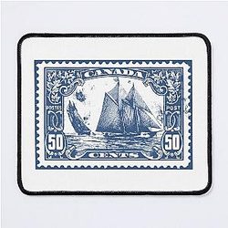 vintage Canada 50 cent post stamp with boat Mouse Pad