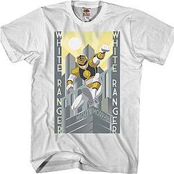 White Ranger Mighty Morphin Power Rangers T-Shirt Official Merch 90S3003