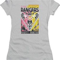 Ladies Pink and Yellow Rangers Mighty Morphin Power Rangers Shirt Official Merch 90S3003