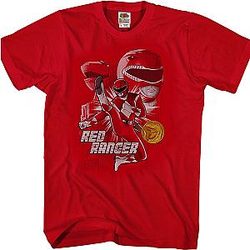 Red Ranger Mighty Morphin Power Rangers T-Shirt Official Merch 90S3003