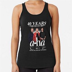 A-Ha 40 Years 1982 2022 Signatures Thank You For The Memories Racerback Tank Top