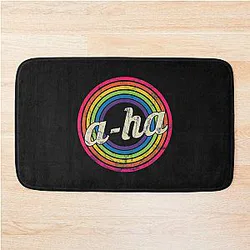 A Ha T-Shirt Retro Rainbow Faded-Style Bath Mat