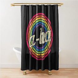 A Ha T-Shirt - Retro Rainbow Faded Style Shower Curtain