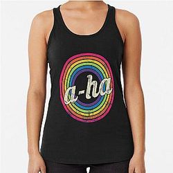 A Ha T-Shirt - Retro Rainbow Faded-Style Racerback Tank Top