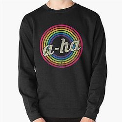 A Ha T-Shirt - Retro Rainbow Faded Pullover Sweatshirt