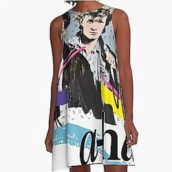 Original Vintage 80s A-Ha A-Line Dress