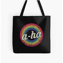 A Ha T-Shirt - Retro Rainbow Faded-Style All Over Print Tote Bag