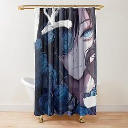 Ado Kyogen Blue Rose Shower Curtain