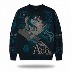 Ado Japanese Singer Microphone Pose Ugly Christmas Sweater
