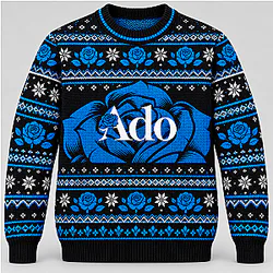 1. Ado Blue Rose Logo Black Ugly Christmas Sweater NTT1410 Ado Ugly Christmas Sweater