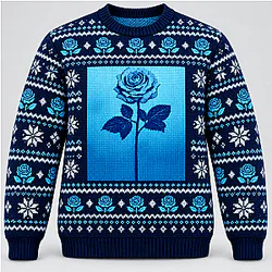Ado Blue Rose Snowflake Navy Ugly Christmas Sweater NTT1410 Ado Ugly Christmas Sweater