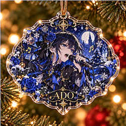 Ado Blue Rose Star Acrylic Christmas Ornament NTT1510 Ado Decoration