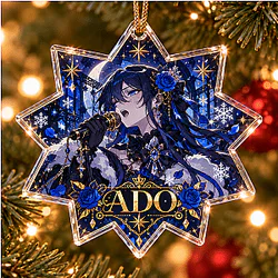 1. Ado Gothic Blue Rose Christmas Ornament NTT1510 Ado Decoration