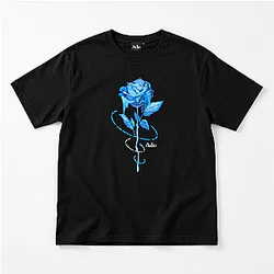 Ado Blue Rose Graphic T-Shirt – Black Japanese Singer Merch Tee NTT1310 Ado T-Shirts