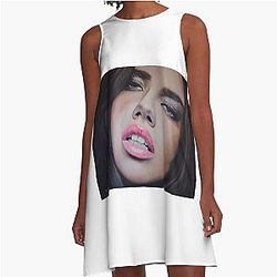 Adriana Lima Portrait Oil Painting A Line Dress