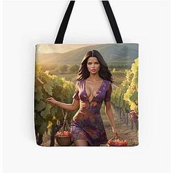 Adriana Lima Picking Grapes All Over Print Tote Bag
