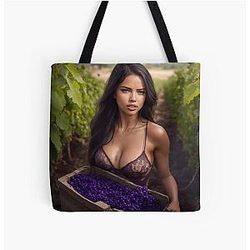 Adriana Lima in Vineyard Print Tote Bag