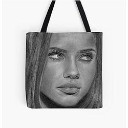 Adriana Lima Pencil Drawing All Over Print Tote Bag