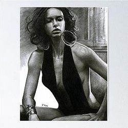 Adriana Lima Charcoal Drawing