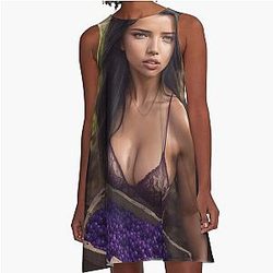 Adriana Lima in Vineyard A-Line Dress
