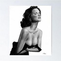 Adriana Lima Pencil Drawing Poster