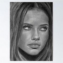 Adriana Lima Pencil Drawing Poster