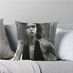 Adriana Lima Charcoal Drawing Throw Pillow