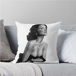 Adriana Lima Portrait Pencil Drawing Throw Pillow