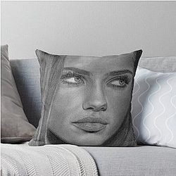 Adriana Lima Pencil Drawing Throw Pillow