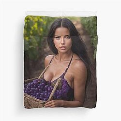 Adriana Lima in Vineyard Duvet Cover