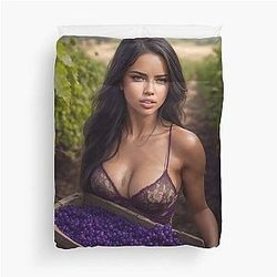 Adriana Lima in Vineyard Duvet Cover