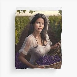 Adriana Lima in Vineyard Duvet Cover