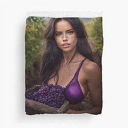 Adriana Lima in Vineyard Duvet Cover