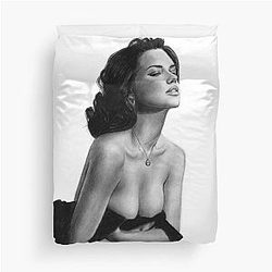 Adriana Lima Pencil Drawing Duvet Cover