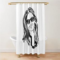 Portrait of Adriana Lima with Ink Shower Curtain