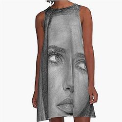 Adriana Lima Pencil Drawing A-Line Dress