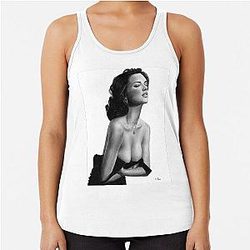 Adriana Lima Pencil Drawing Racerback Tank Top