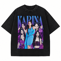 Vintage idol graphic poster LA 1106 Aespa Wash T-Shirts