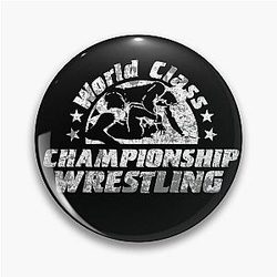 of World Class Championship Wrestling distressed in white Pin