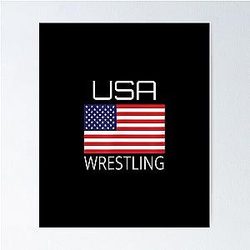Wrestling Team Wrestle Usa American Flag Wrestler Coach Gift Poster