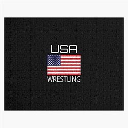 Wrestling Team Wrestle Usa American Flag Wrestler Coach Gift Jigsaw Puzzle