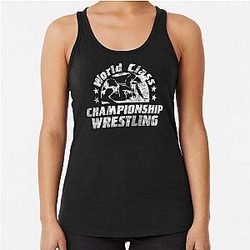 of World Class Championship Wrestling distressed in white Racerback Tank Top