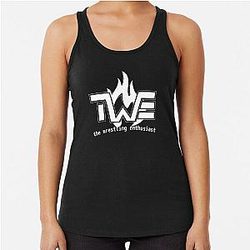 The Wrestling Enthusiast Logo White Racerback Tank Top