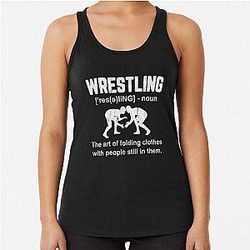 Wrestling Definition, Vintage Wrestling Wrestle Men, Basic Novelty, Graphics Female, Trending Now Racerback Tank Top