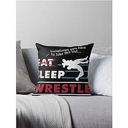 Eat Sleep Wrestle Gift Idea Wrestler Wrestling Coach graphic Throw Pillow