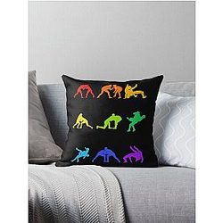 Colorful Wrestling Art Throw Pillow
